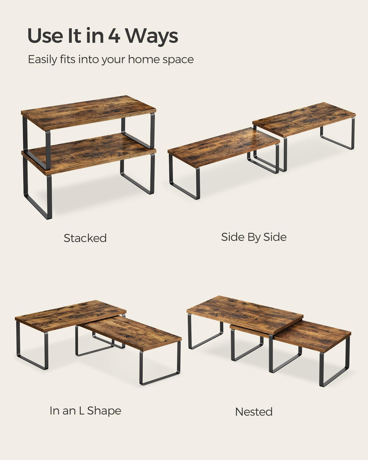 Songmics easy-assembly cabinet organizers with simple instructions for quick setup.