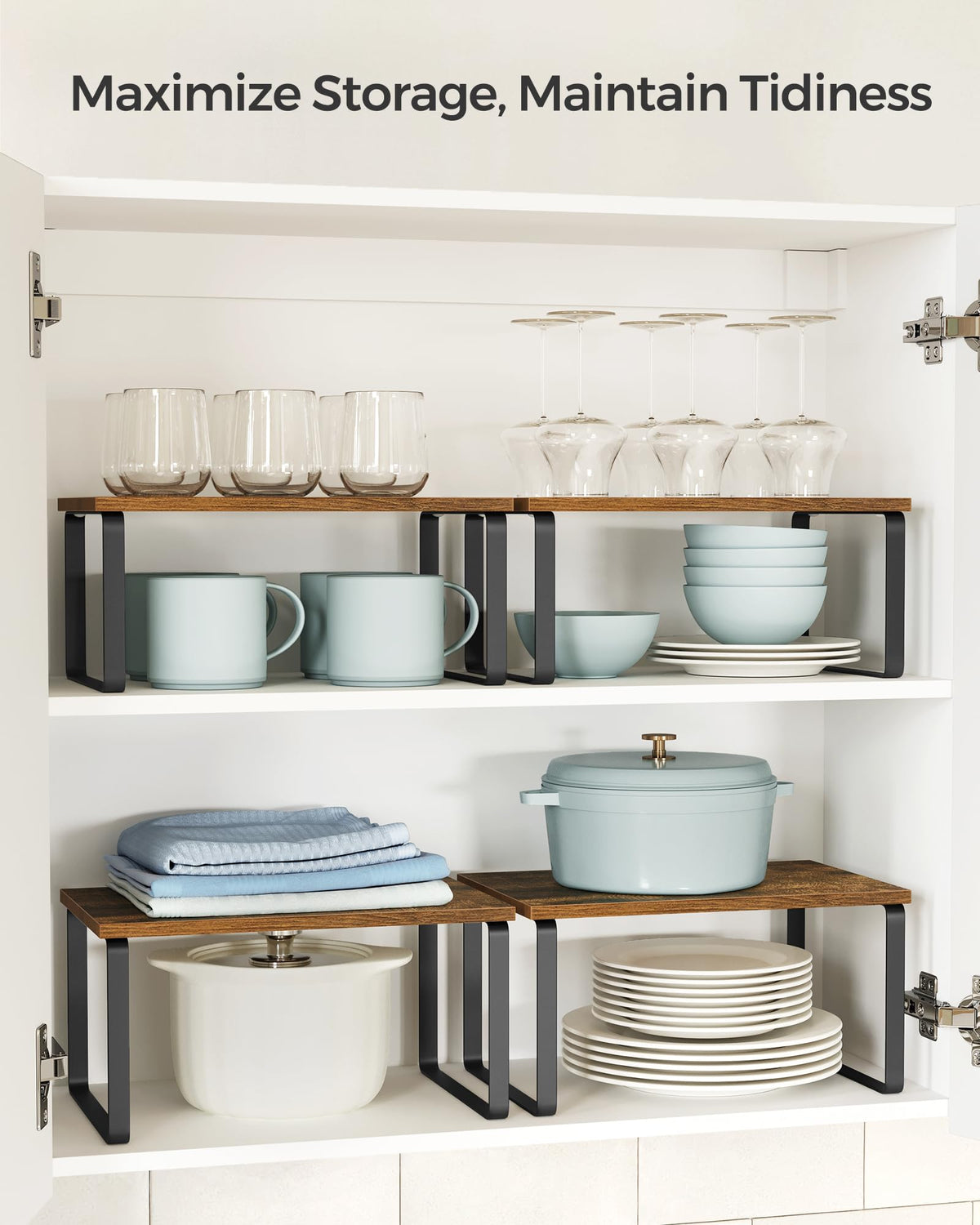 SONGMICS black-metal-frame provides sturdy support for daily kitchen use.