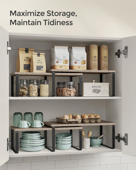 SONGMICS shelf unit keeps desk items neatly organized.