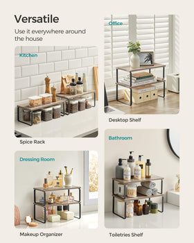 SONGMICS kitchen spice rack organizer neatly arranges jars.