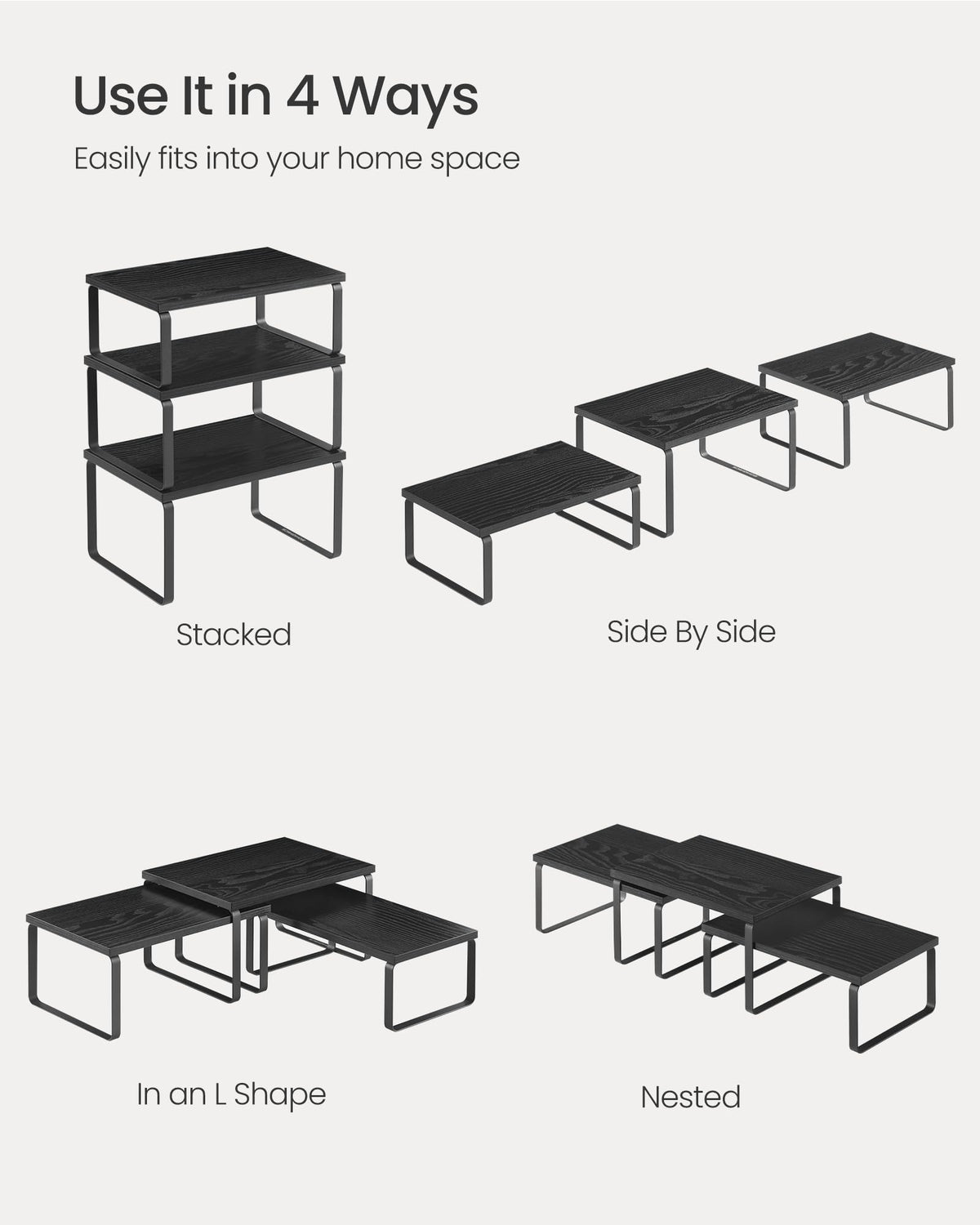 Songmics cabinet organizer shelf countertop organization for tidy spaces.