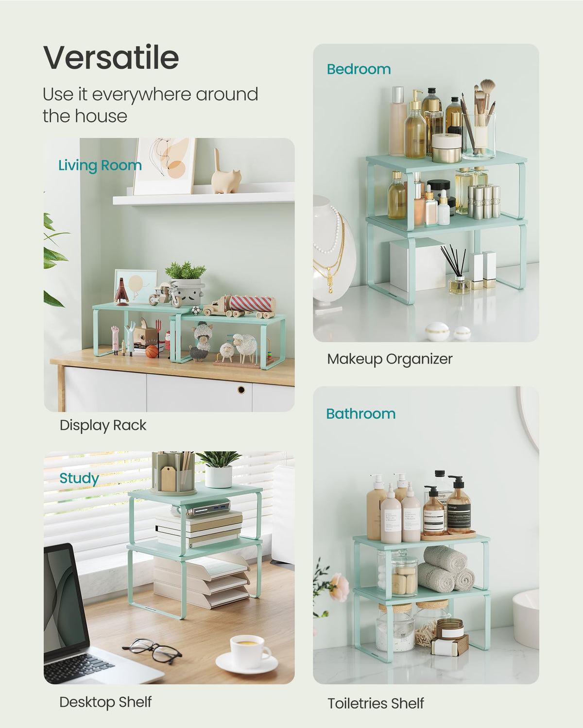 SONGMICS cabinet organizer shelf dining display elevates tabletops and storage