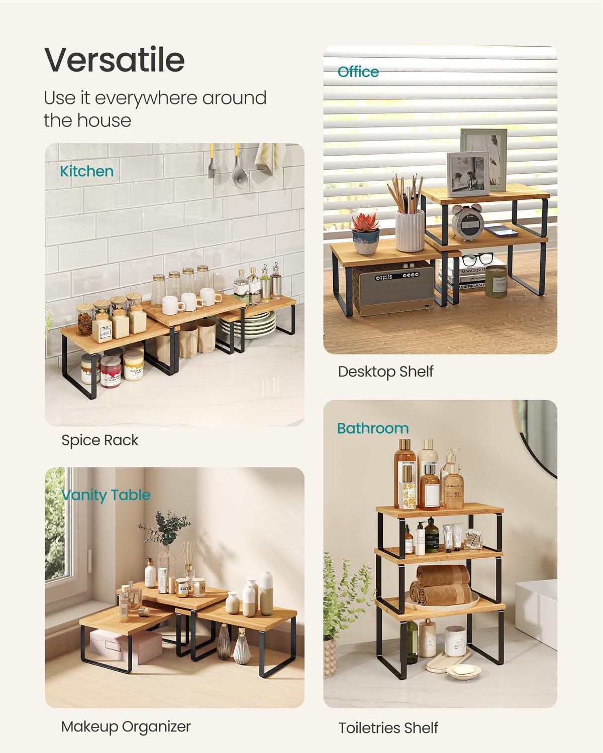 SONGMICS durable engineered wood and metal construction supporting daily kitchen use.