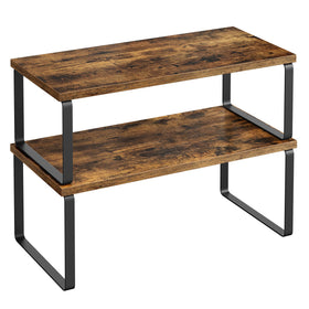 Songmics cabinet organizer shelf in ink black, 2-pack, space-saving storage for spices.