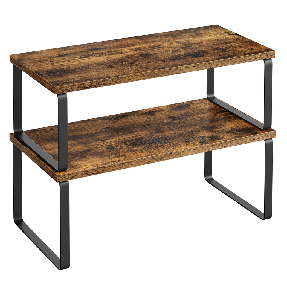 Songmics cabinet organizer shelf in ink black, 2-pack, space-saving storage for spices.