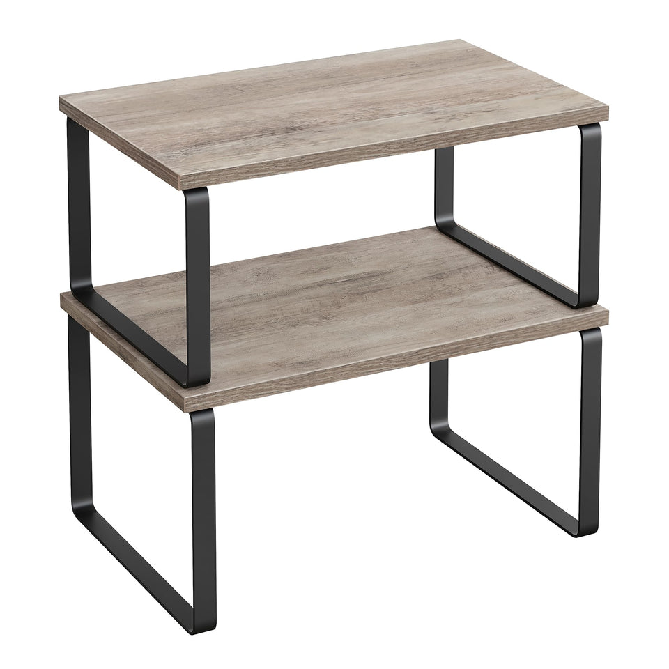 Songmics cabinet organizer shelf in ink black on a kitchen counter for easy spice visibility.