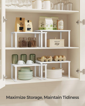 Songmics cabinet organizer shelf modular setup shows adjustable configuration