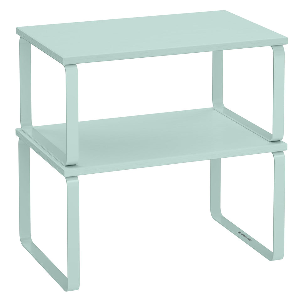 SONGMICS Cabinet Organizer Shelf Moonlight Green front view for easy spice storage