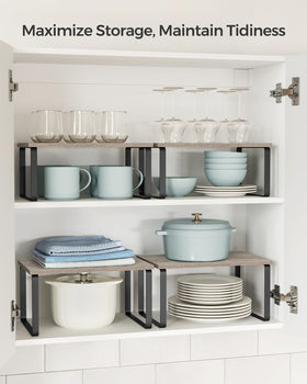 SONGMICS cabinet organizer shelf durable build supports heavier items like coffee gear.