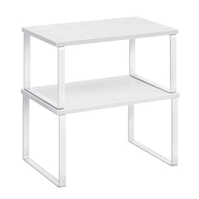 Songmics cabinet organizer shelf set 2 on kitchen counter displaying spice jars for easy access
