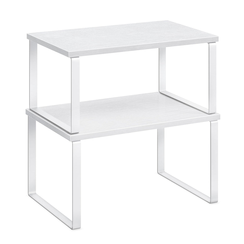 Songmics cabinet organizer shelf set 2 on kitchen counter displaying spice jars for easy access