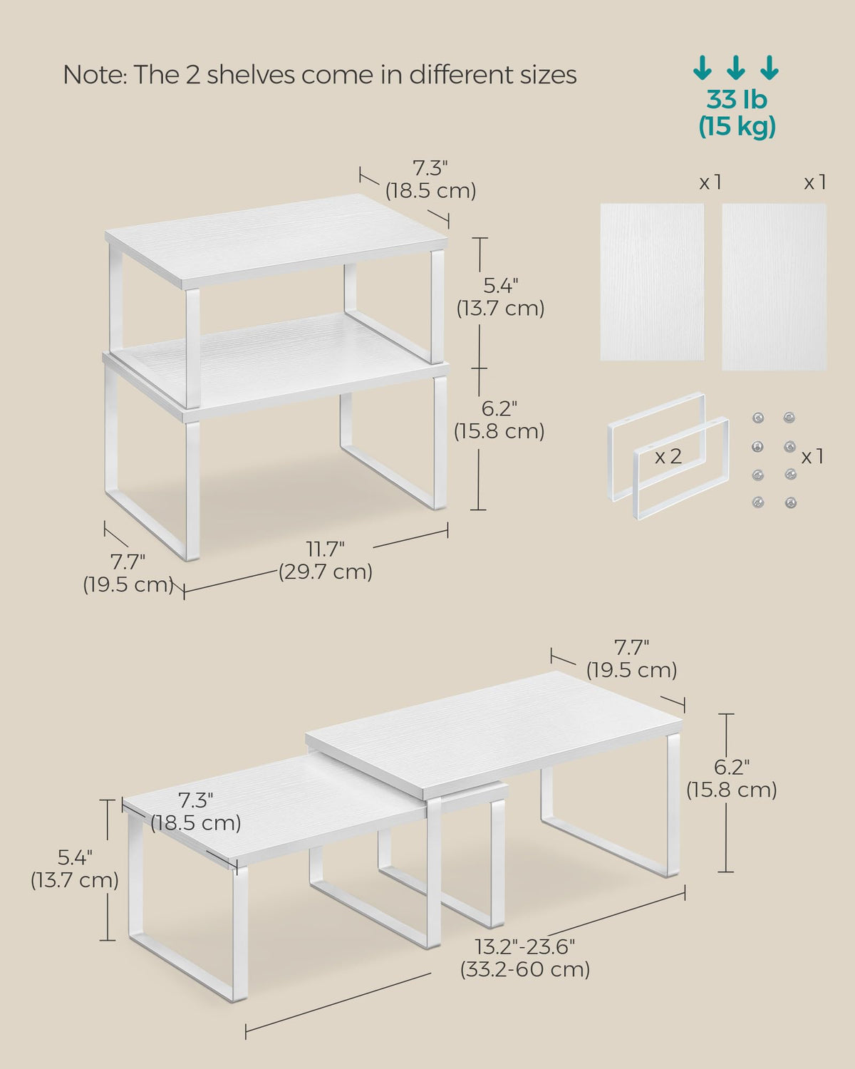 Songmics cabinet organizer shelf sturdy wood-metal build supports heavy items