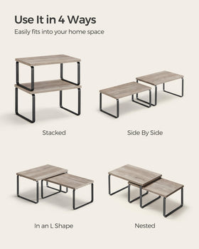 SONGMICS cabinet organizer shelf in heather greige complements modern kitchens while staying sturdy.