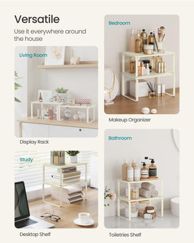 Songmics cabinet organizer shelf versatile storage reduces clutter and keeps essentials within reach
