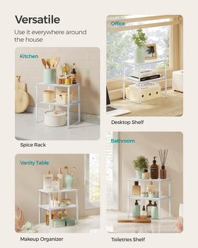 Songmics cabinet organizer shelf white finish blends with kitchen decor