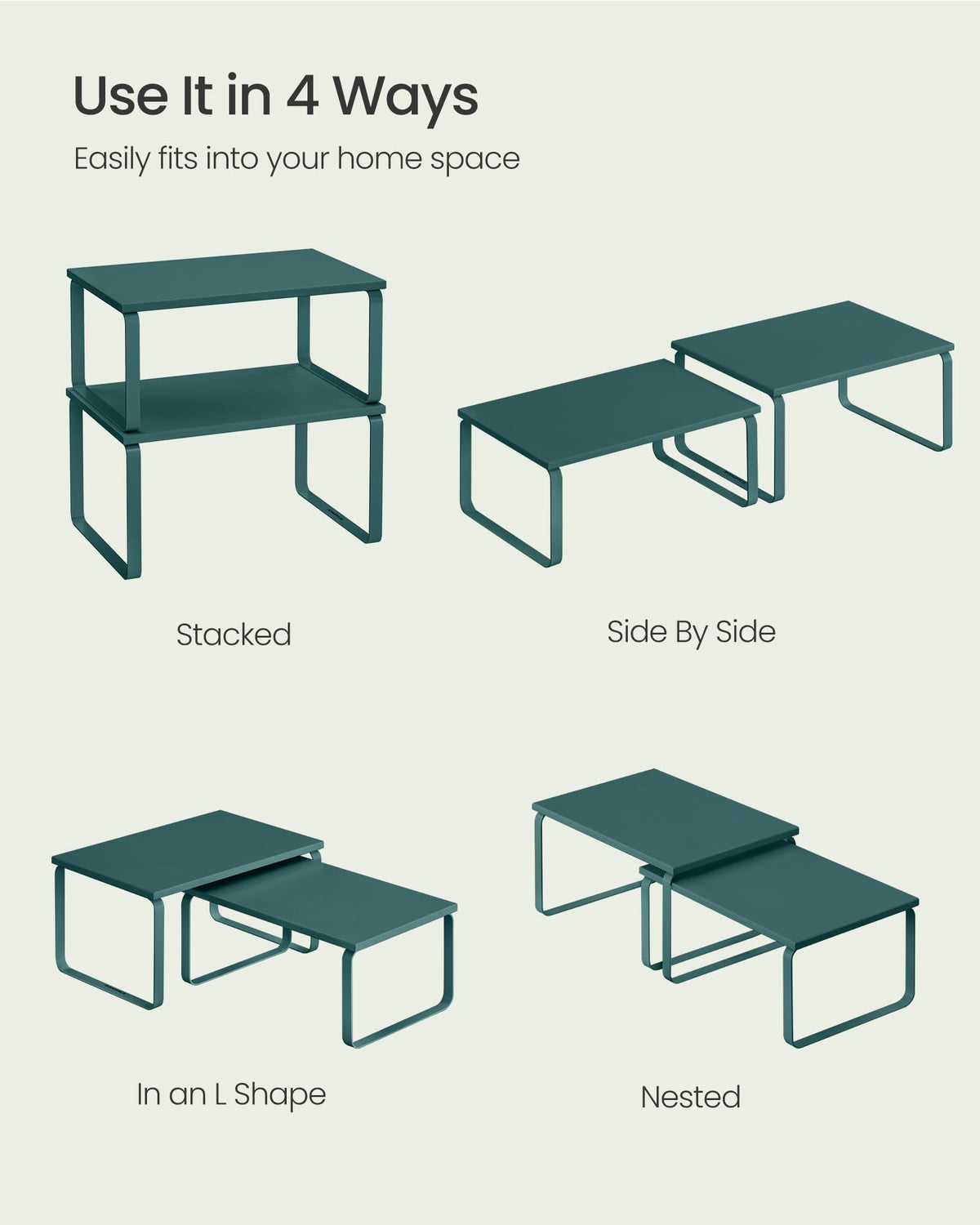SongMics cabinet organizer on countertop shows easy assembly and stable support.