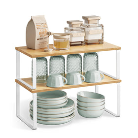 Songmics double shelf can also support a small cat table.