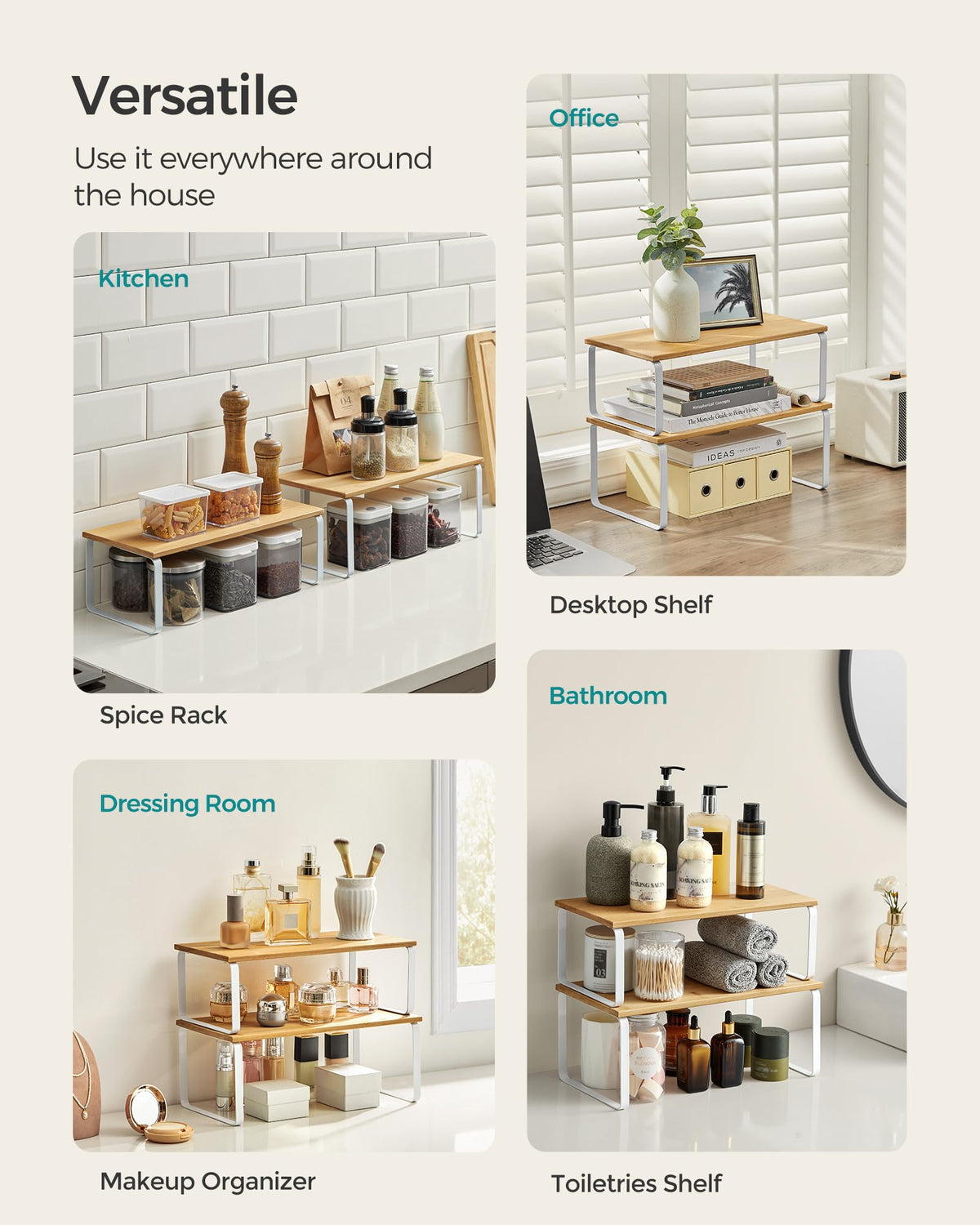 Songmics customizable layout demonstrates flexible kitchen storage options.