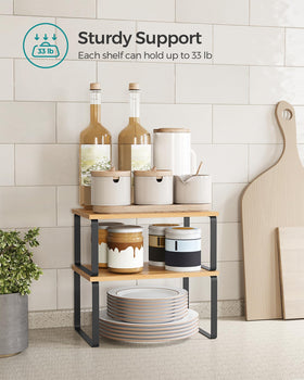 Songmics customizable layout shelves arranged to fit a pantry or counter