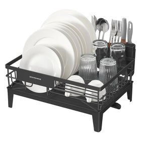 SongMics dish drying rack with 360° rotatable spout for quick drainage into the sink