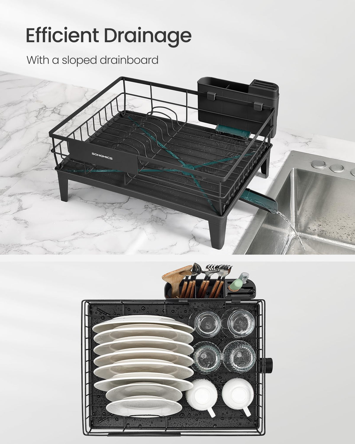 SongMics compact rack for small kitchens holding plates bowls and glasses