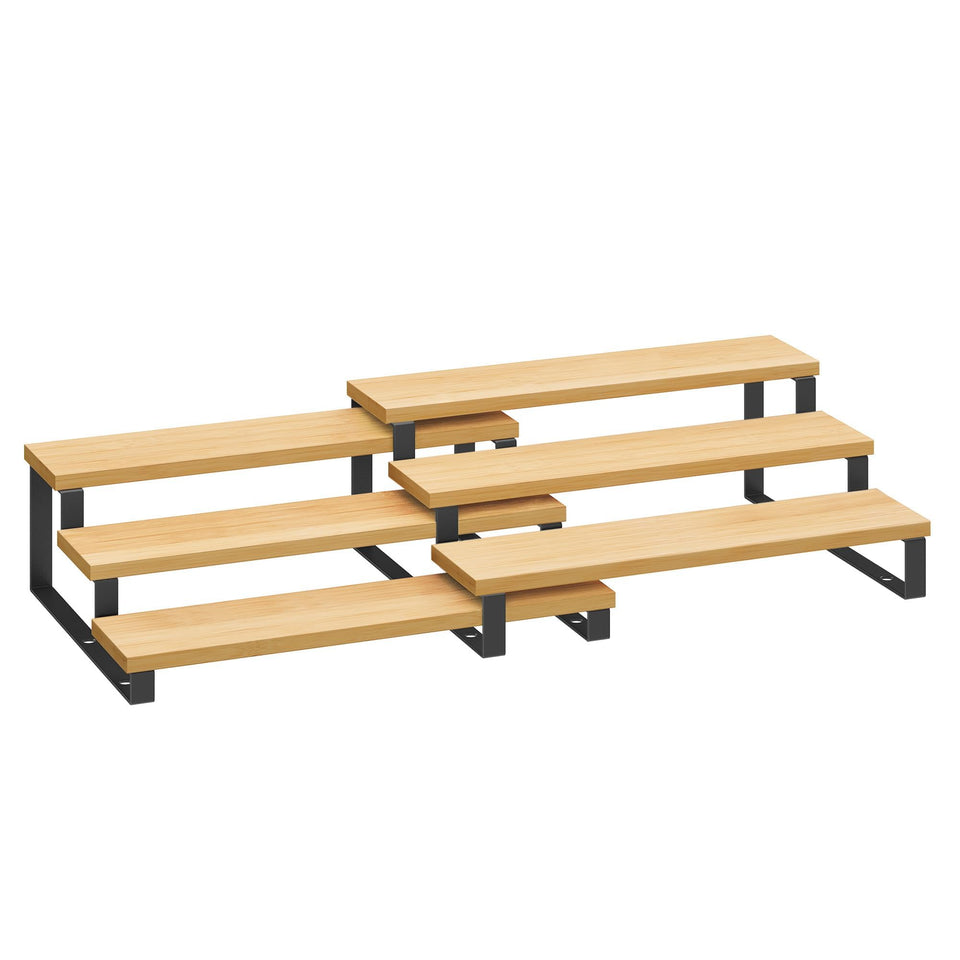 SONGMICS display risers in natural beige and ink black finish showcase spices elegantly.