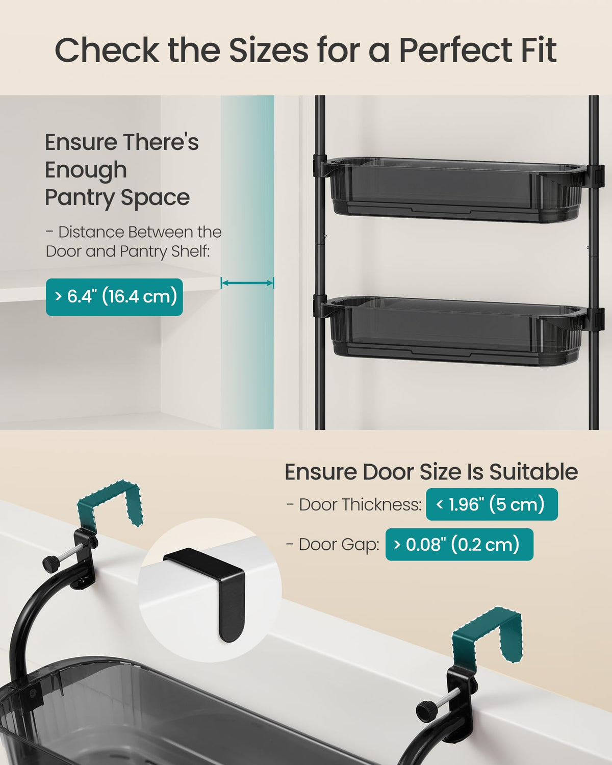 SONGMICS door organizer stability hooks preventing wobble during use