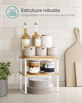 SONGMICS expandable stackable storage helps you maximize small kitchens and dining areas.