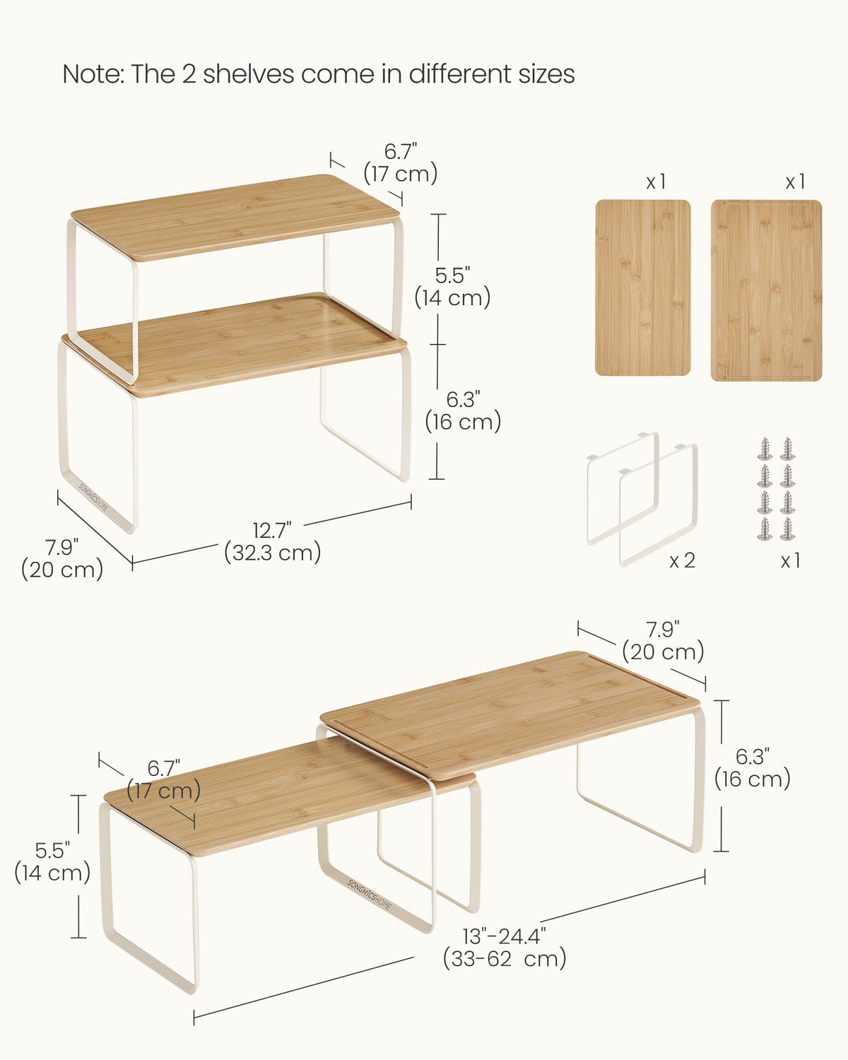 Songmics Home bamboo and steel construction highlights durable design.