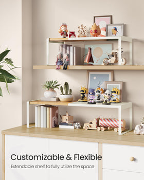 SONGMICS HOME counter shelves showcase chic beige and cream tones for stylish storage