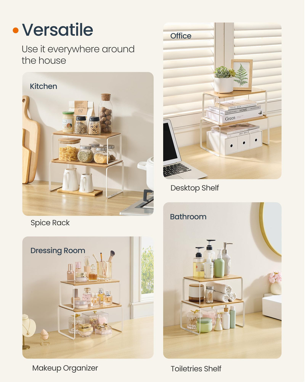 Songmics Home versatile organizer for spice jars, cosmetics, or office supplies.