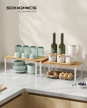 Songmics kitchen spice rack shelves keep jars visible and accessible.