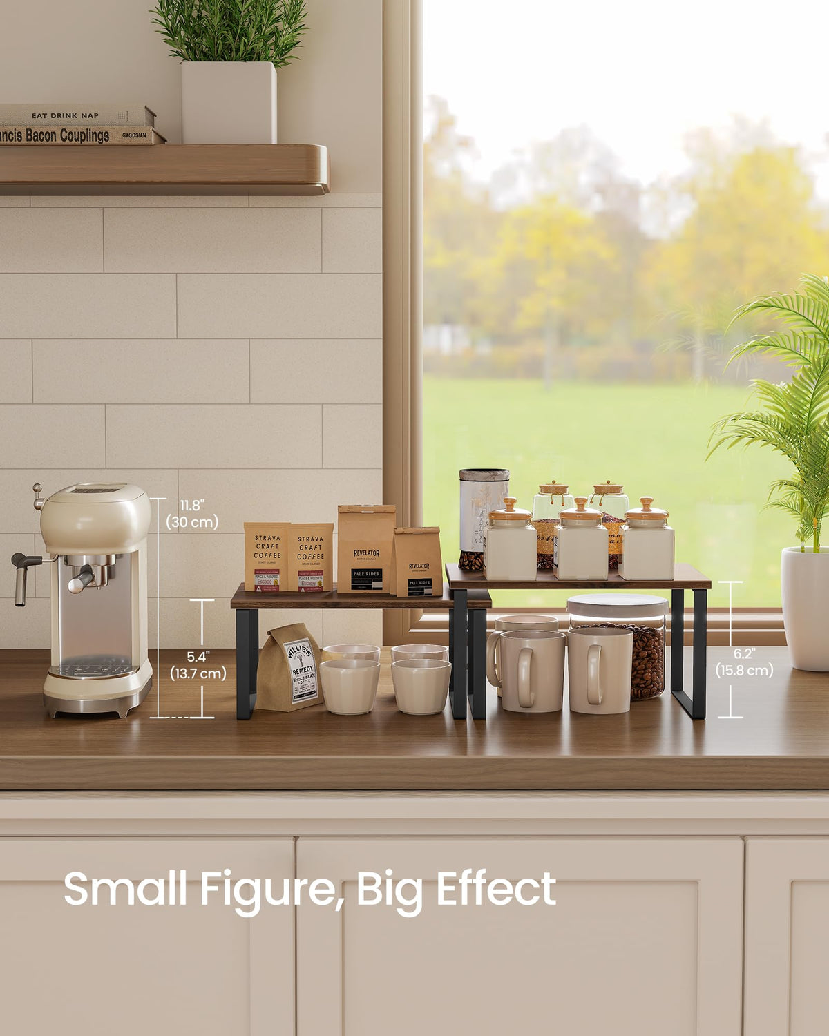 Songmics kitchen-to-dining L-shape shelf arrangement