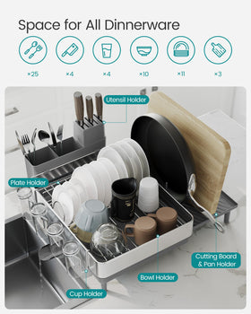 SONGMICS pan and cutting board holders maximize counter space.