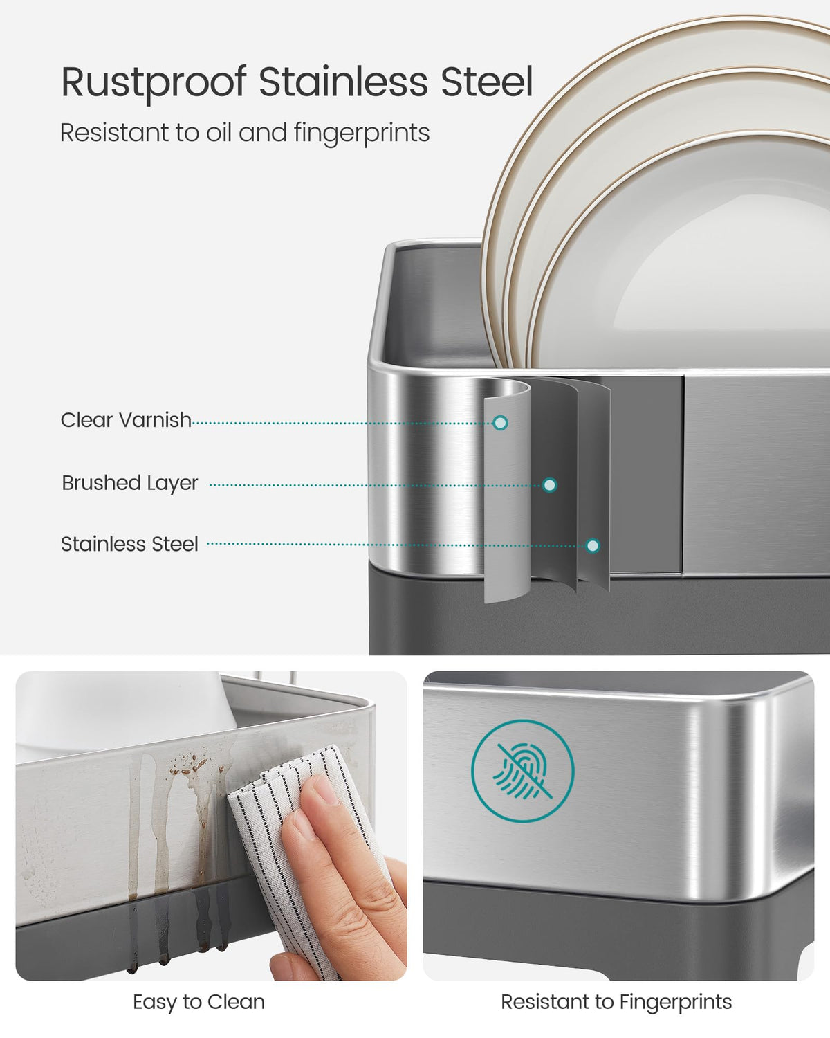 SONGMICS rack with rotatable spout for directing water away.