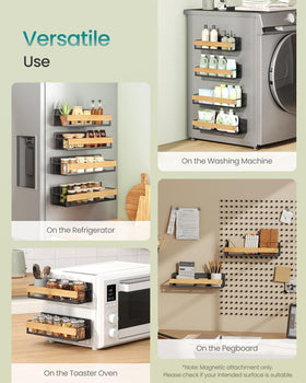SONGMICS magnetic back panel on washing machine for compact storage.
