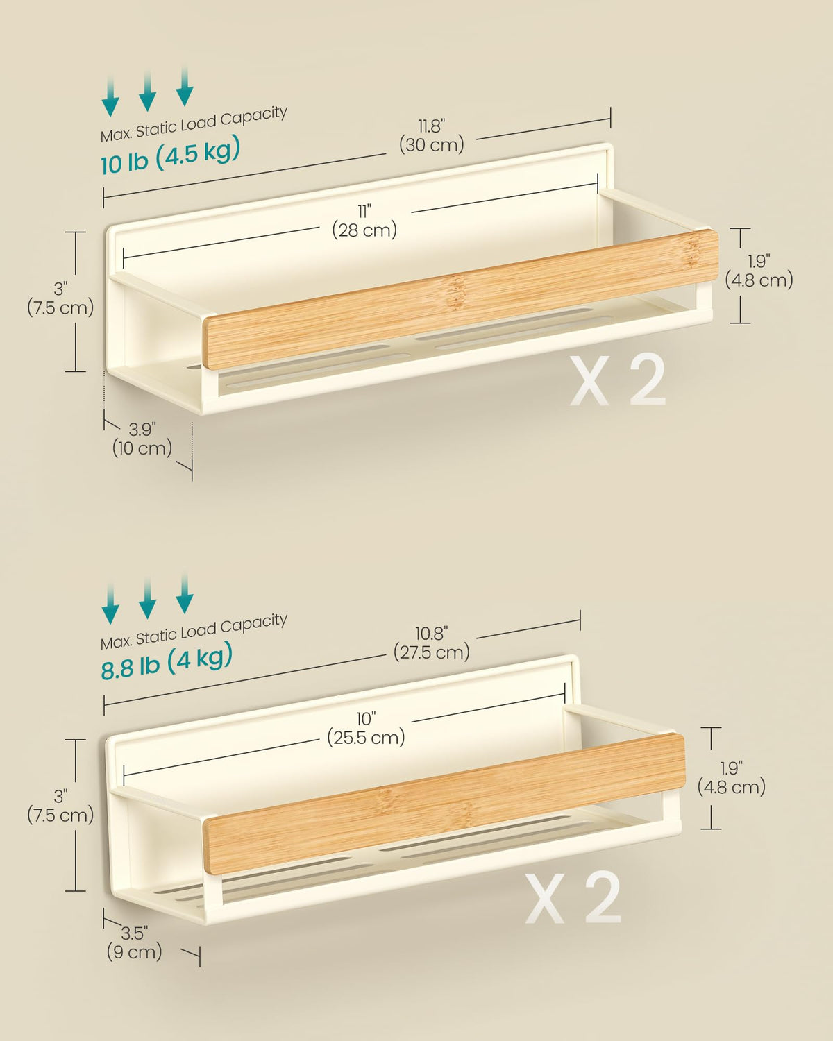 Songmics magnets provide reliable hold up to 10 lb on the large shelf