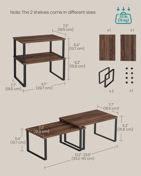 Songmics matte-black metal finish with natural walnut look