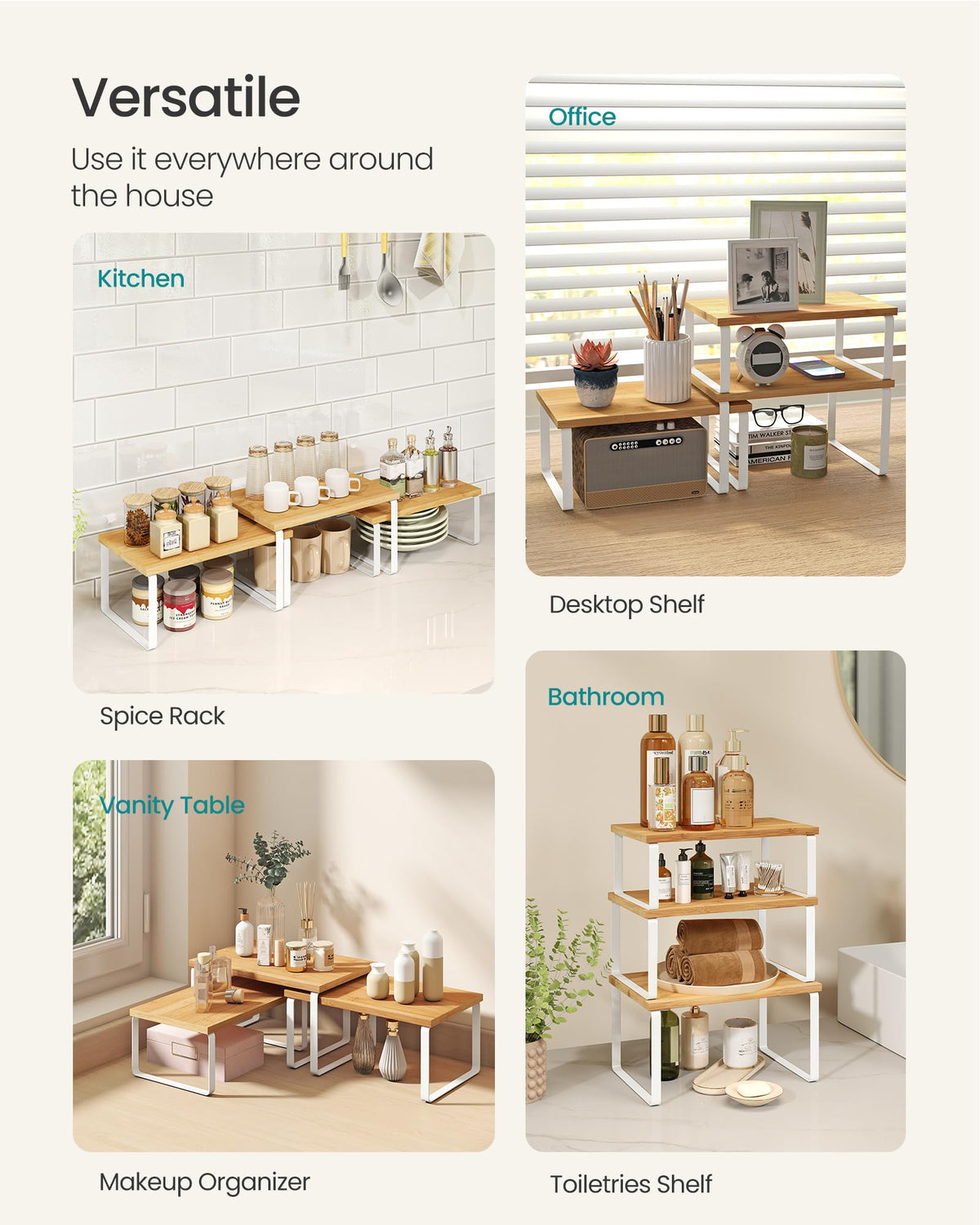 SongMics multiuse storage shelf doubles as a bathroom or bedroom organizer for cosmetics.