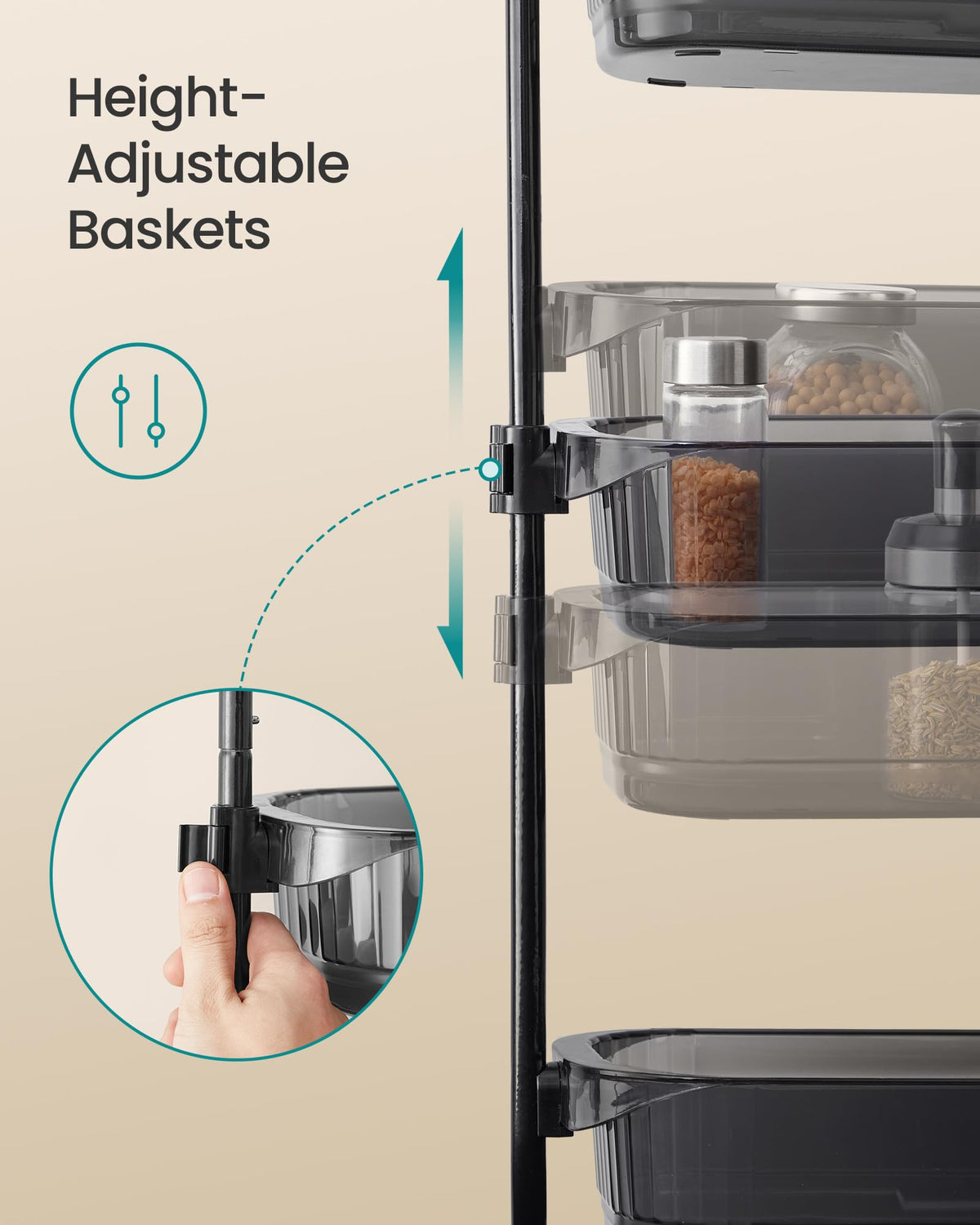 SONGMICS removable baskets simplify cleaning and reconfiguration