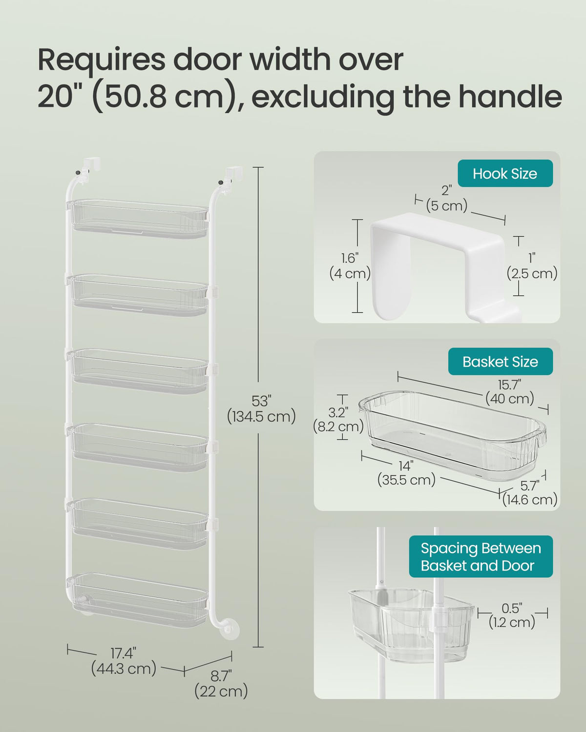 Songmics removable baskets for easy cleaning and reconfiguration.