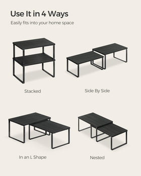 SONGMICS cabinet organizer supports up to 33 lb per shelf for sturdy use.