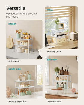 Songmics small-large shelves provide flexible dimensions for coffee makers or gadgets.