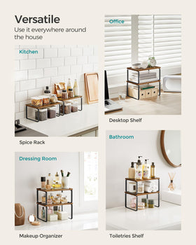 SONGMICS small-large-shelves-dimensions help tailor storage for bowls and spices.