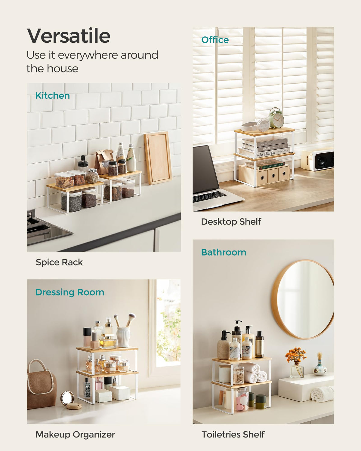 SONGMICS small and large shelves in two sizes for versatile storage.
