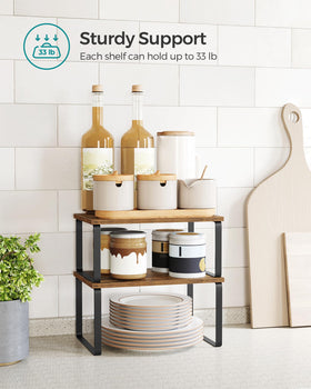 SongMICS spice rack assembled demonstrates sturdy engineered wood and metal frame.