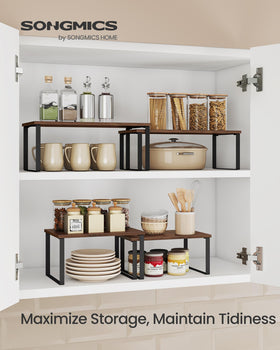 Songmics spice rack with engineered wood and metal for durable storage