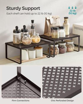SONGMICS Spice Racks brown finish adds warm, durable kitchen storage.
