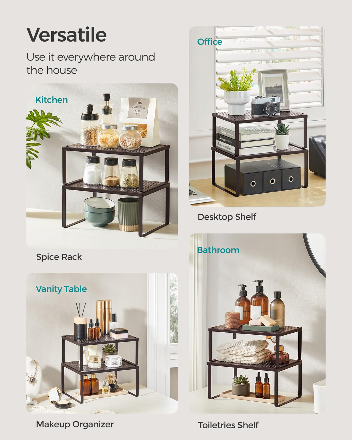 SONGMICS Countertop display keeps frequently used spices within reach.