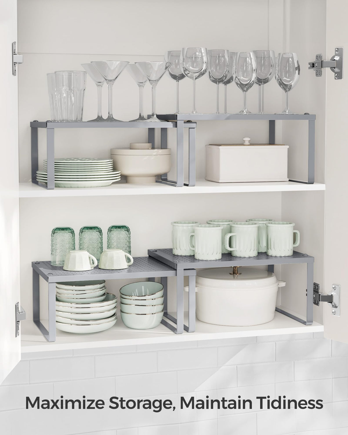 SONGMICS countertop display featuring the spice racks in silver finish.
